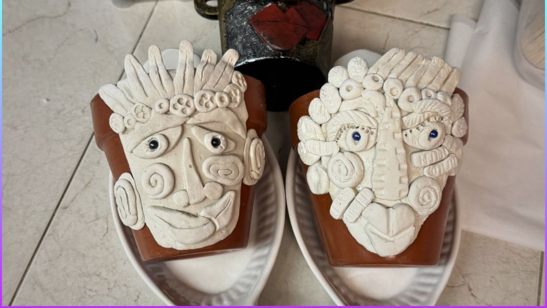 Paper Clay on Terra Cotta Pots (2 days)