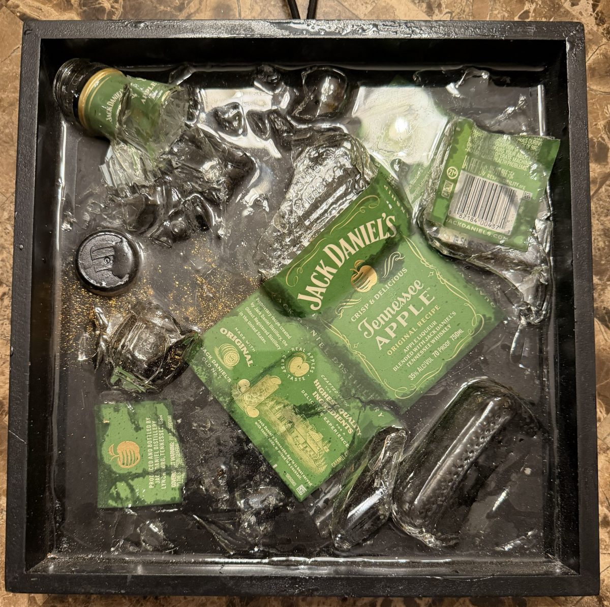 Jack Daniels Apple Broken Bottle Art